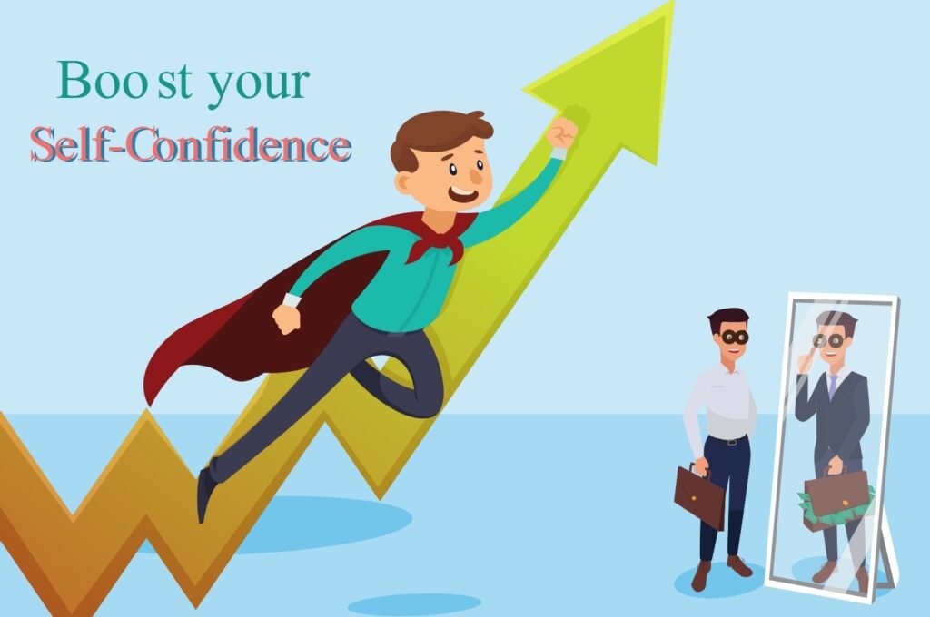 Person achieving a goal to boost confidence.